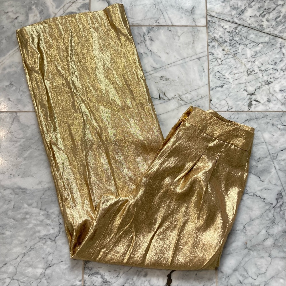 ANTONIO MELANI Blade Gold Wide Leg Pants